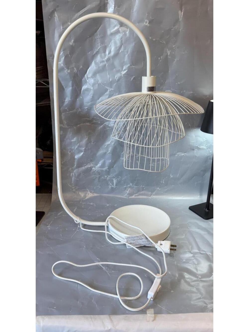 Forestier PC2E14 Table Lamp White Wire Cage Shade Modern Adjustable Neck